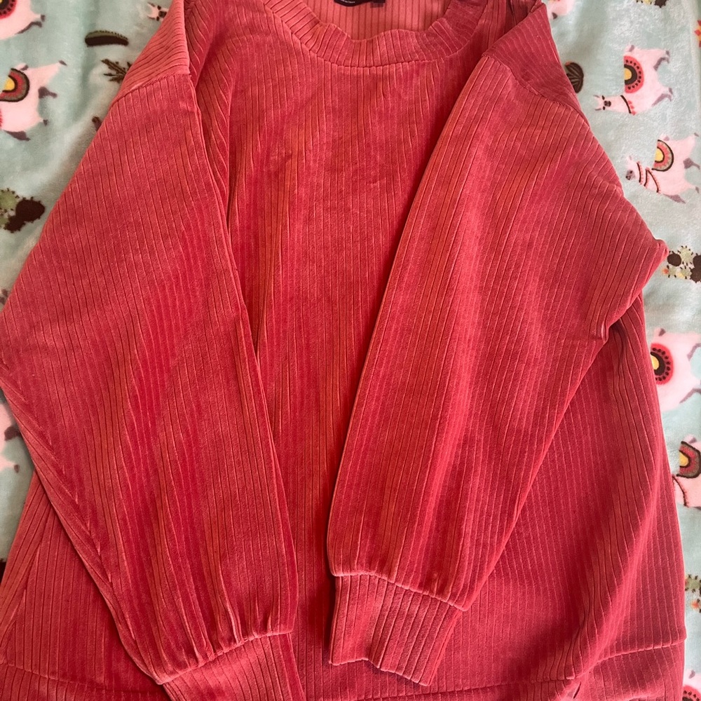 Pink Velvet Corduroy Maternity Sweater and Sweat-pant Set